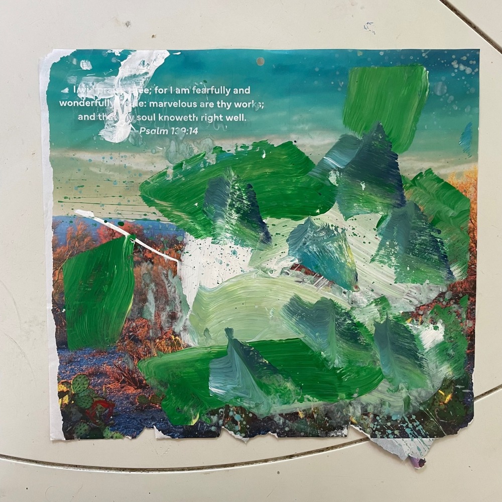 OMAN Original Abstract Spiritual Painting Psalm 139:14 Mixed Media 10x11 Art